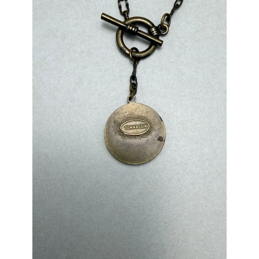 Tommassini Vintage Necklace Bronze Medallion Crest Toggle Chain - Picture 6 of 8